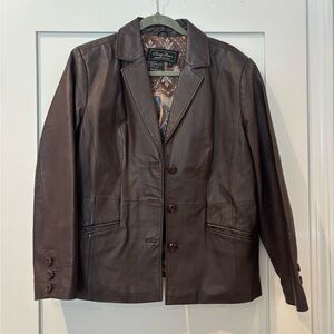 Vintage Brown Real Leather Blazer